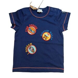 Polarn O Pyret Blue Short‎ Sleeve Tee Food Themed Size 12 - 18 Month New